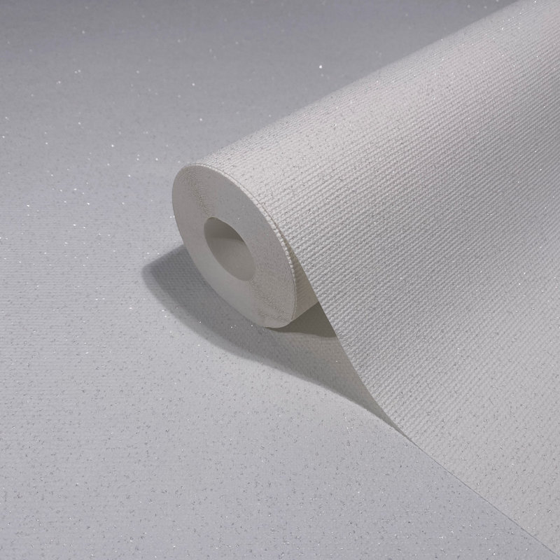 Norbie Industrial Effects Glitter Plain Effect Wallpaper Roll 10.05cm x 53cm, White