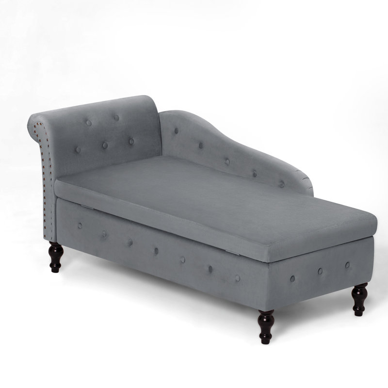 Hayliegh Velvet Chaise Lounge, Gray