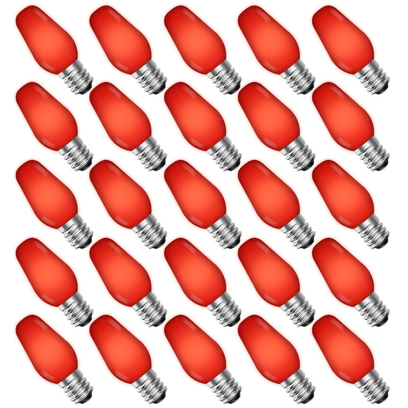 0.5 Watt, C7 LED, Non-Dimmable Light Bulb, E12 Base, Red