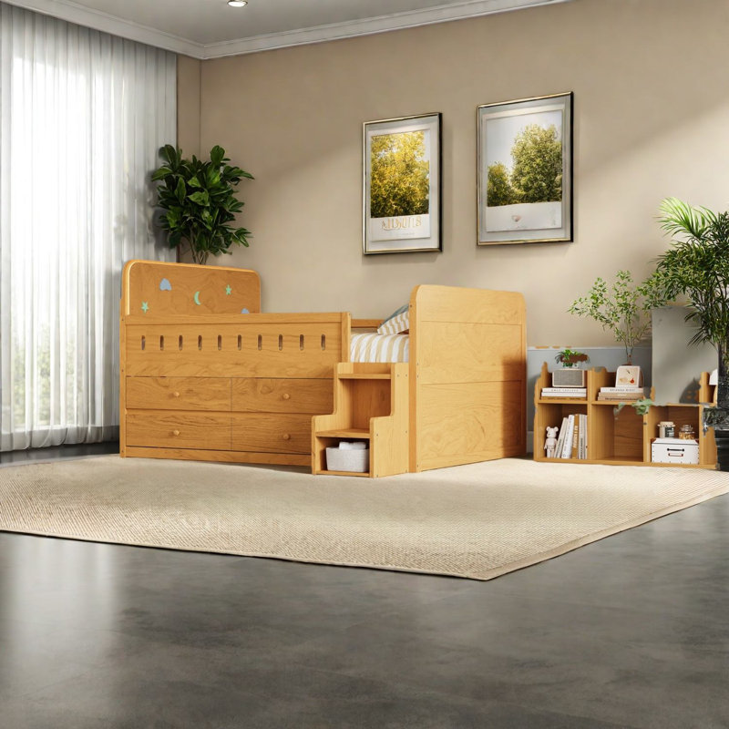 Lits en bois peu encombrants avec lumière DEL, conception moderne pour un usage familial