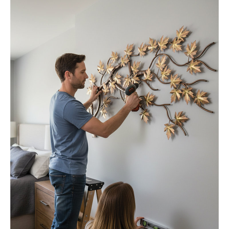 Décoration murale d'extérieur en arbre de vie de 43 pouces de large avec finition multicolore résistante aux intempéries pour une décoration intérieure et extérieure