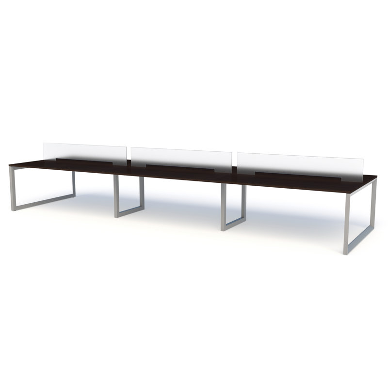 Pivit Frame 6-Person Benching Workstation, 29" H x 212" W x 48.75" D, Cafe/Silver
