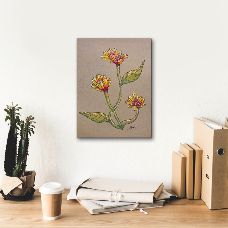  «Yellow Sand Flower» par Bebe Keith, art mural sur toile, 12 po x 16 po