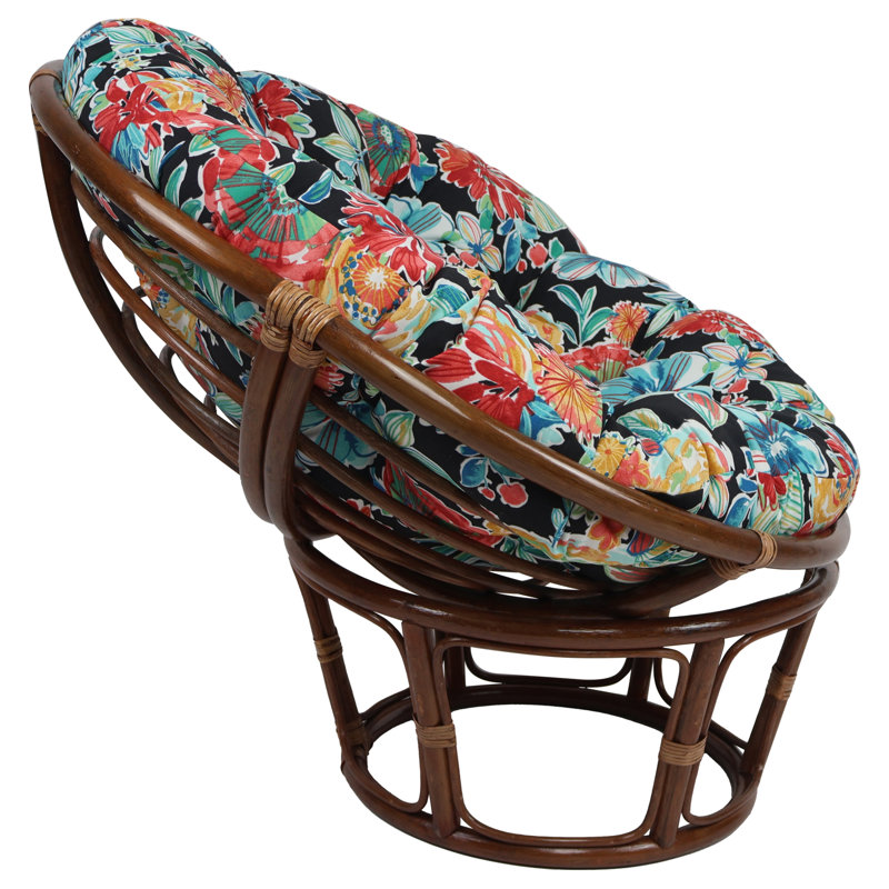 Outdoor Papasan Cushion (Cushion Only), 44" W x 44" D, Black/Colsen Noir Floral