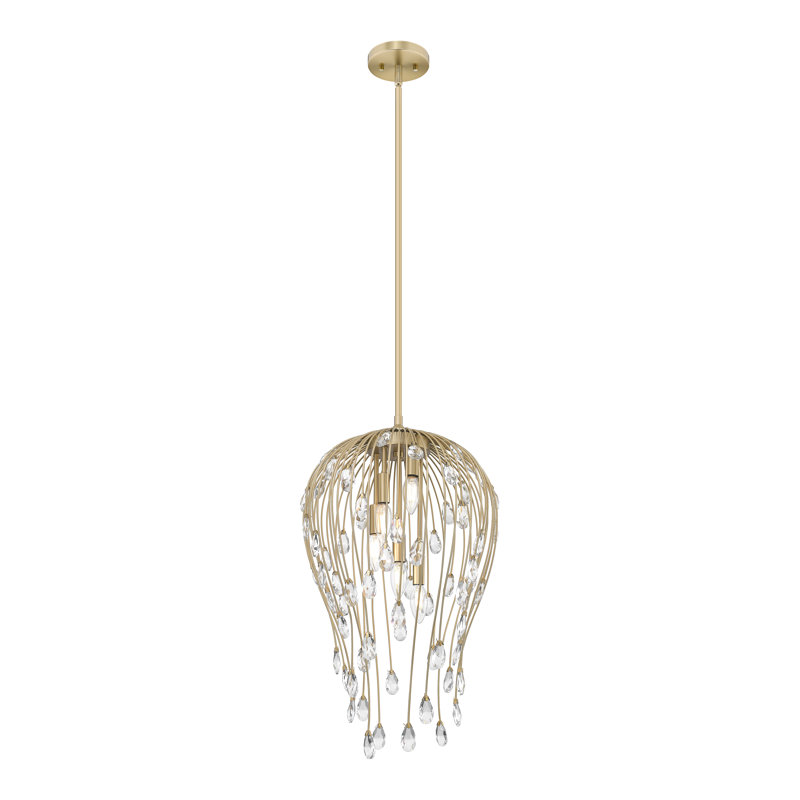 Luminaire suspendu moderne 5 lumières Gabriella, Doré