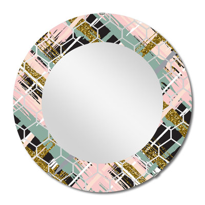 Miroir mural bleu, rose et paillettes III