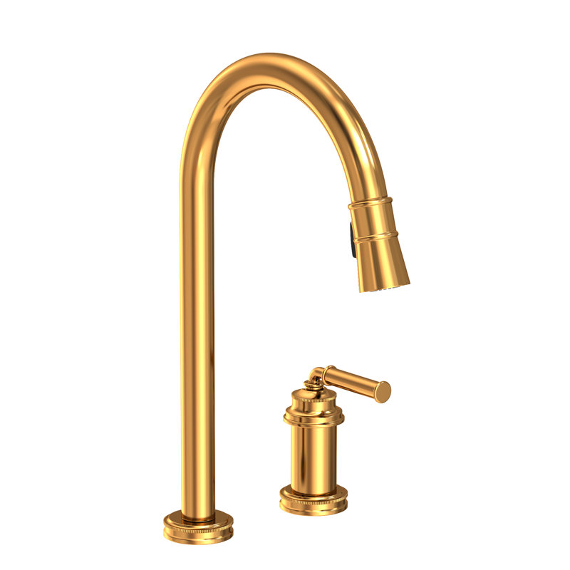 Taft Single Handle Pull Down Kitchen Faucet, Aged Brass