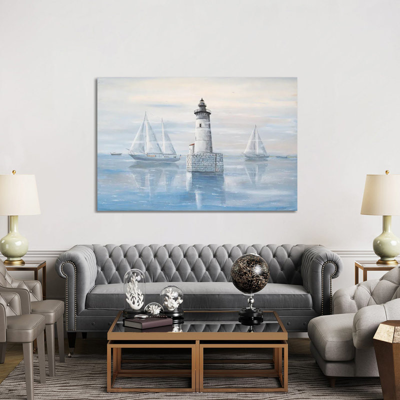 Detroit River Lighthouse 1 Piece Wrapped Canvas Wall Art, 152.5 cm H x 101.5 cm W