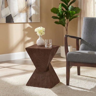 Table d'appoint moderne sculpturale, table d'appoint en sablier pour le salon, la chambre à coucher ou le bureau, aucun assemblage requis