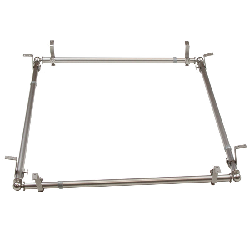 Tringle à rideaux simple réglable de 66 à 120 po Serna, Nickel satiné, H 2,5 po x l 120 po x P 2,75 po