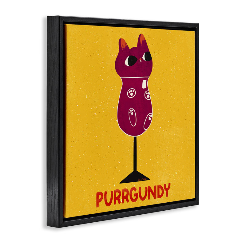 Cadre flottant pour chat Purrgundy, par Carrie Cantwell, Cadre flottant noir de jais, H 18 po x l 18 po