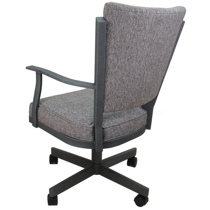 Danyael Metal Dining Caster Chair with Arms, Gray, Mojave Gray