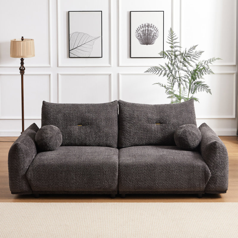 2 laine d'agneau avec tissu et coussins - Gris pour salon ergonomique