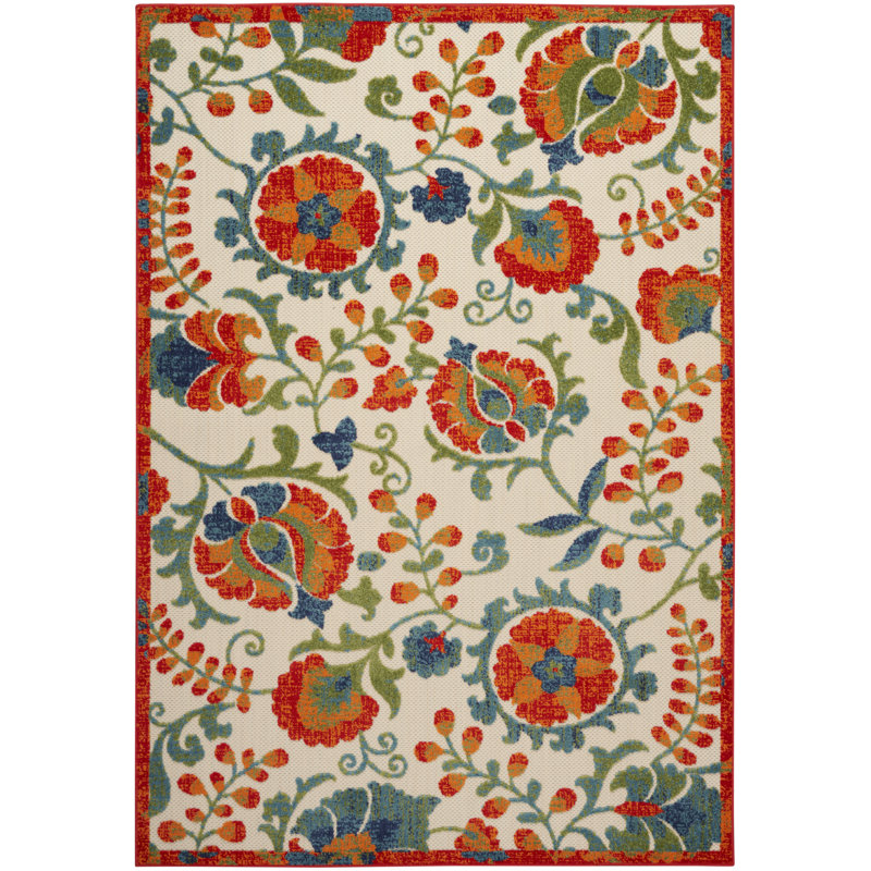 Deka Floral Indoor/Outdoor Area Rug, Rectangle 6' x 9'