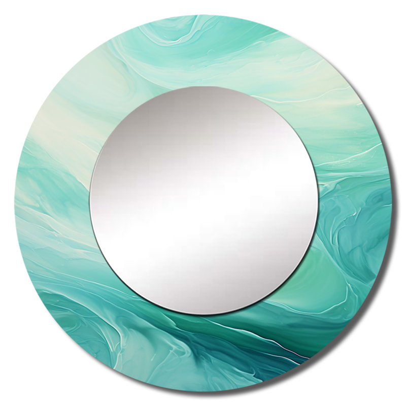 Miroir mural rond bleu Sarmite, 36 po x 36 po
