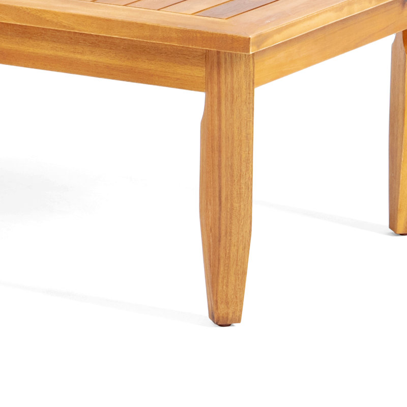Ensemble de causeuse d'extérieur en bois d'acacia Aston_ Causeuse et table basse - finition teck + coussin gris foncé