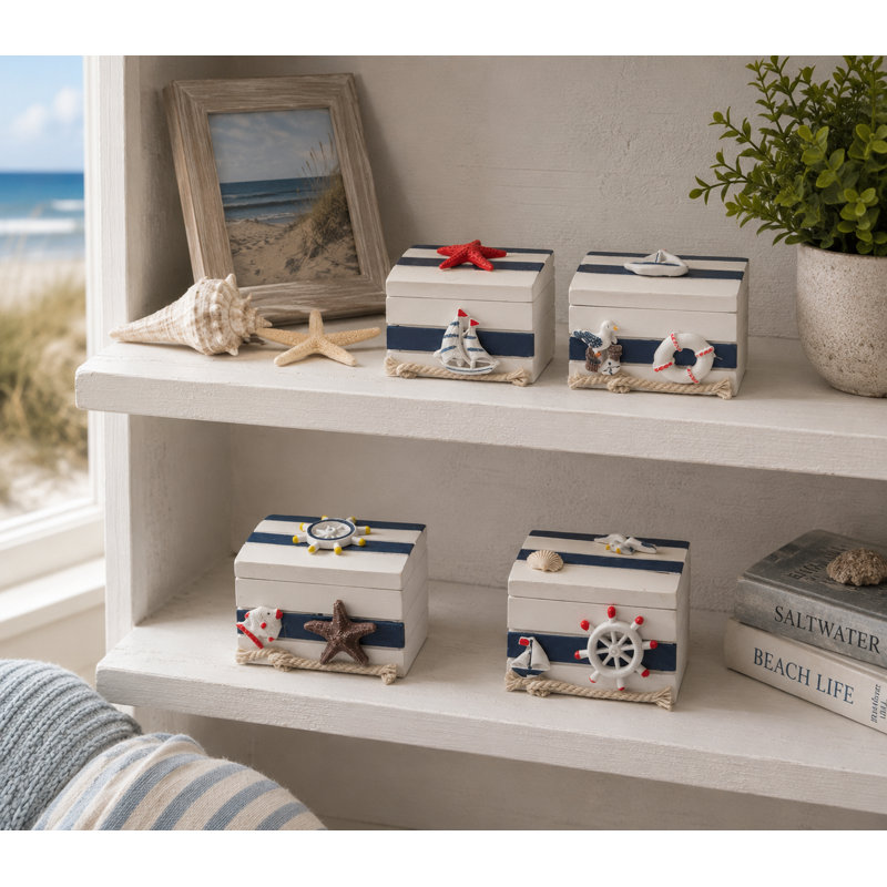 Ensemble de 4 porte-bibelots décoratifs de style bord de mer assortis