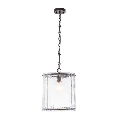 Luminaire suspendu cylindrique en verre d'eau 1 lumière fabriqué à la main