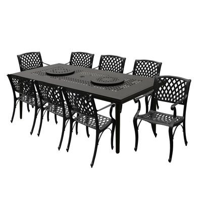 Joolia 8 - Person Metal Patio Dining Set with Rectangular Table