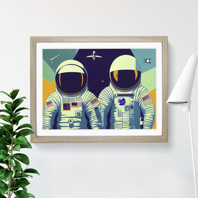 Two Retro Astronauts Vol.1 1 Piece Single Picture Frame Wall Art