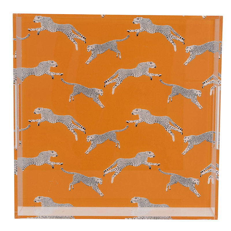 Scalamandre Decorative Tray, Glass, Orange