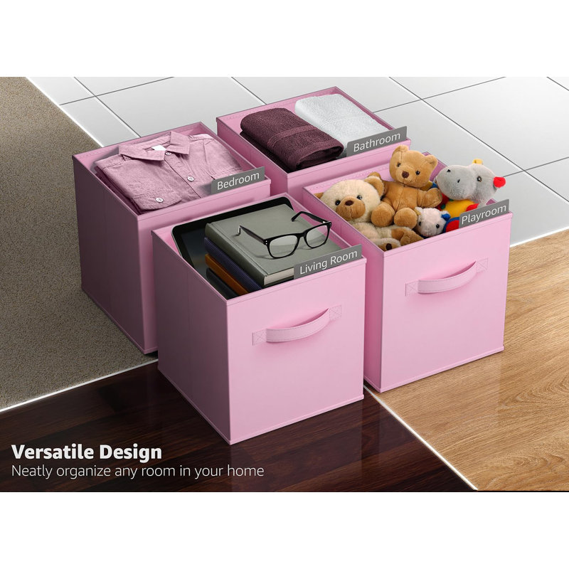 8 Pack 11" Foldable Storage Cubes with Handles, Pink