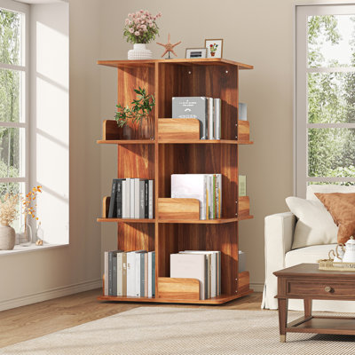 Support de tourne-disque rotatif à 360 °, support de tourne-disque à 4 niveaux, grande armoire de table de tourne-disque avec rangement ouvert en vinyle et tablette de présentation, support de tourne-disque de rangement de disques pour le salon
