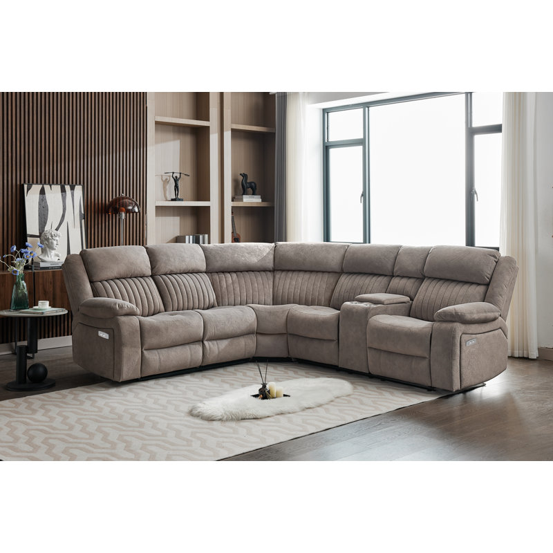 5 Seater Electric Reclining Corner Sectional, Beige