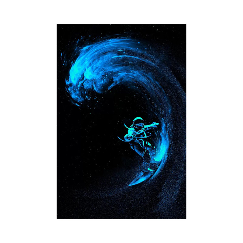Space Surfing Blue Wave by Nicebleed - Wrapped Canvas Print, 152.5 cm H x 101.5 cm W