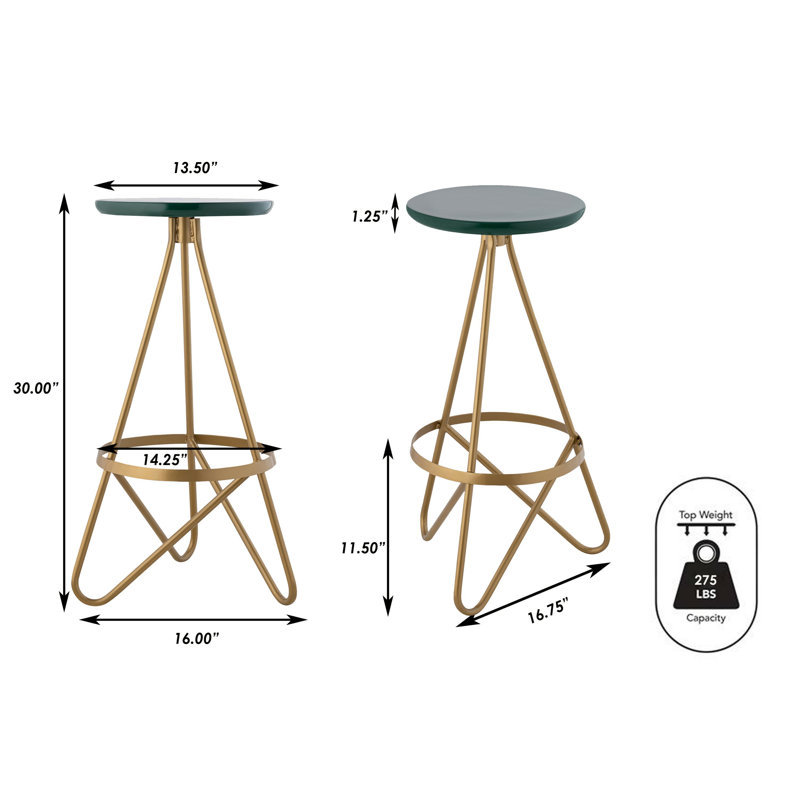 Tabouret de bar 30 po Spiroa, Vert/doré