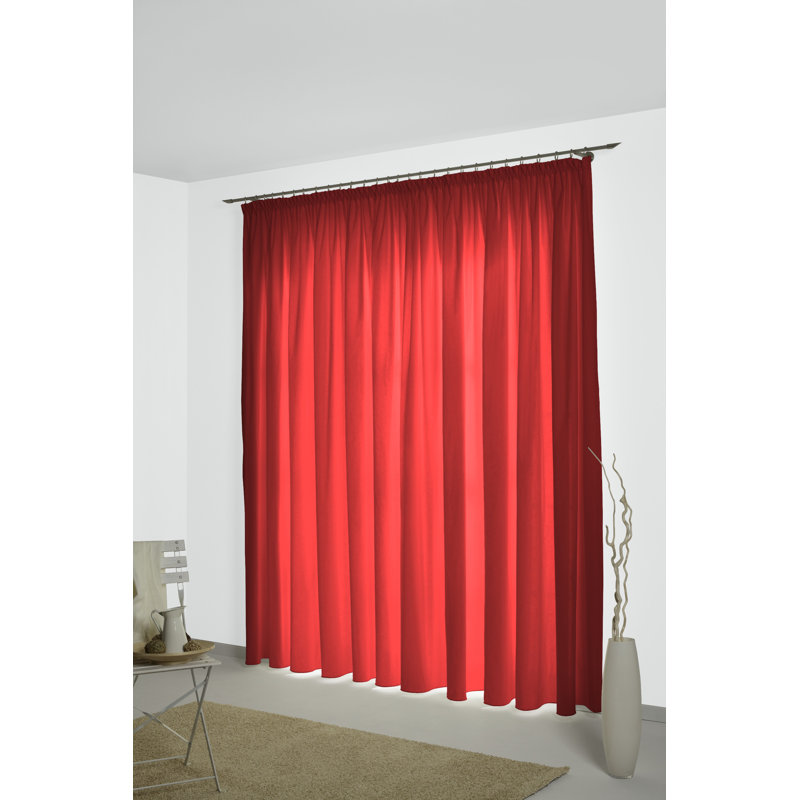 Newbury 67% Polyester And 33% Cotton Room Darkening Single Curtain Panel, 130cm Width x 295cm Drop, Red