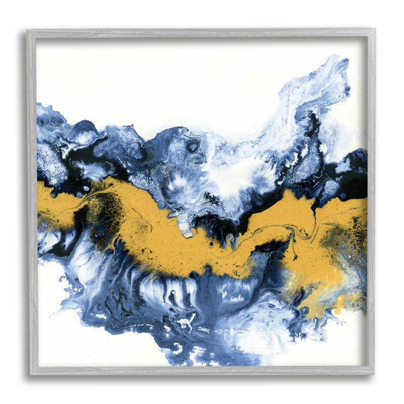 "Abstrait abstrait", "Infusion de peinture fluide", "jaune et jaune" sur toile tendue par Liz Jardine