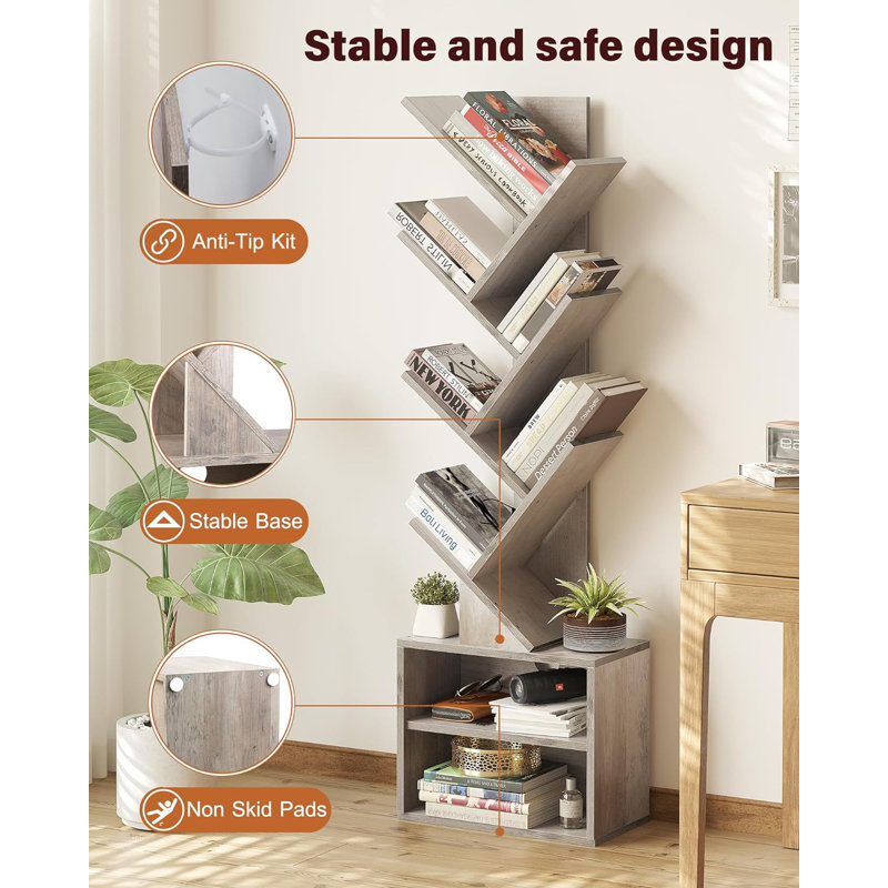 Claassen Book Cabinet Storage Bookcase, Gray