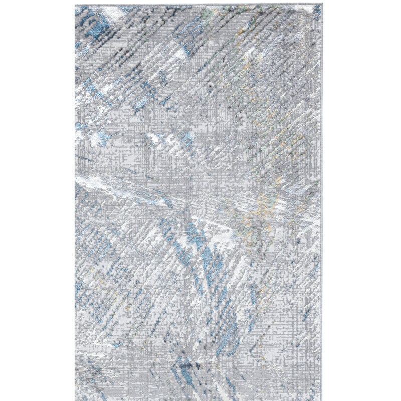 Tapis gris / bleu Wayde, Rectangle 8 pi x 10 pi