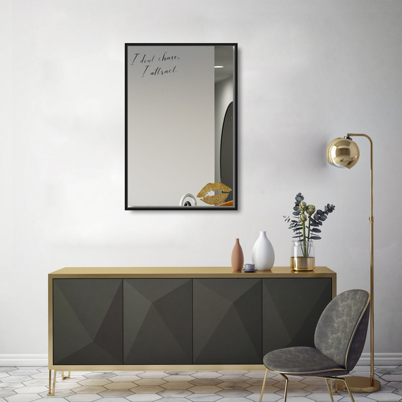 I Attract Fashion and Glam Framed Mirror by Oliver Gal, Black