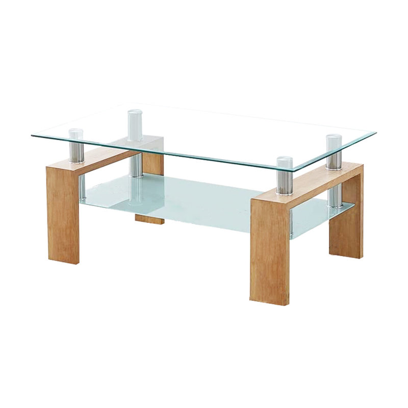 Table basse Recgular, H 17,3 po x l 39,3 po x P 23,6 po, Clear, Brun