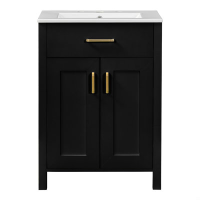 24" Bathroom Vanity Combo With Ceramic Sink, 2 Soft Close Doors