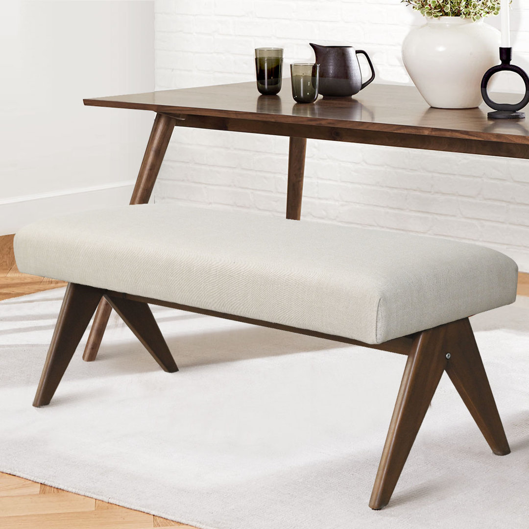 45.5" Fully Upholstered Wood Frame Waterfall Entryway Bedroom Bench George Oliver Upholstery