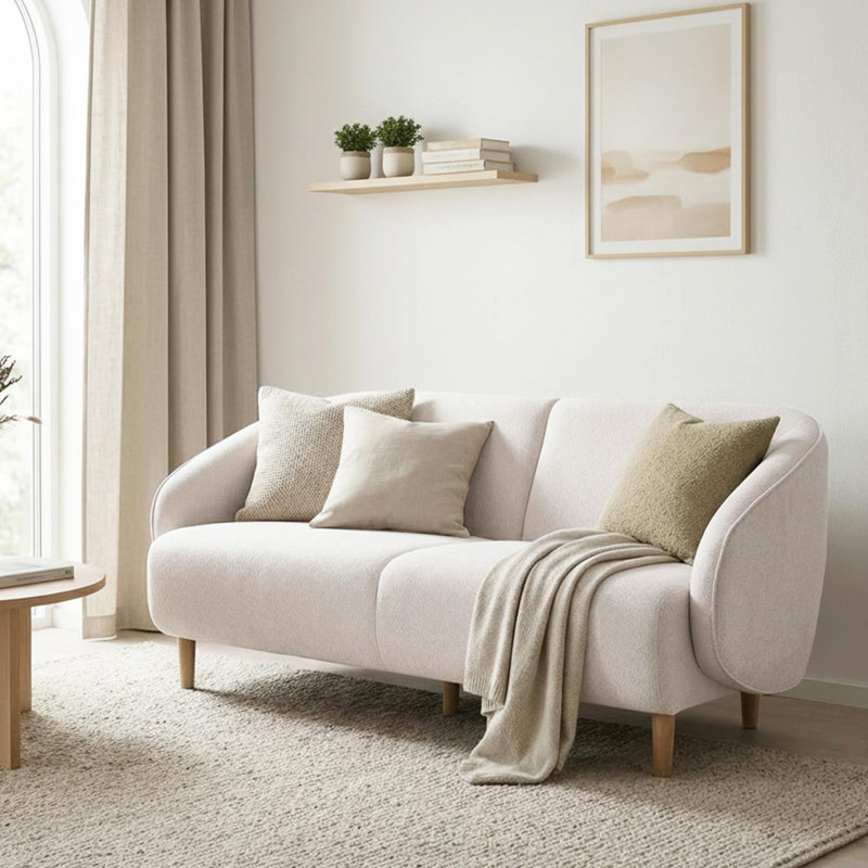 75'' Wide Modern Deep Seat Standard Sofa, Pearl White
