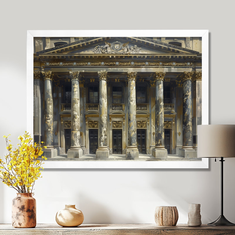 Or gris architecturale Marvel Banks - Banks, impression d'art mural, Cadre photo noir, H 34 po x l 44 po