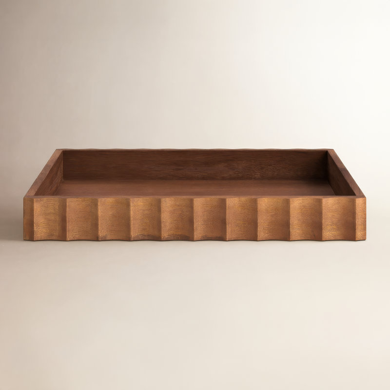 Cardella Fluted Rectangle Serving Tray, Walnut
