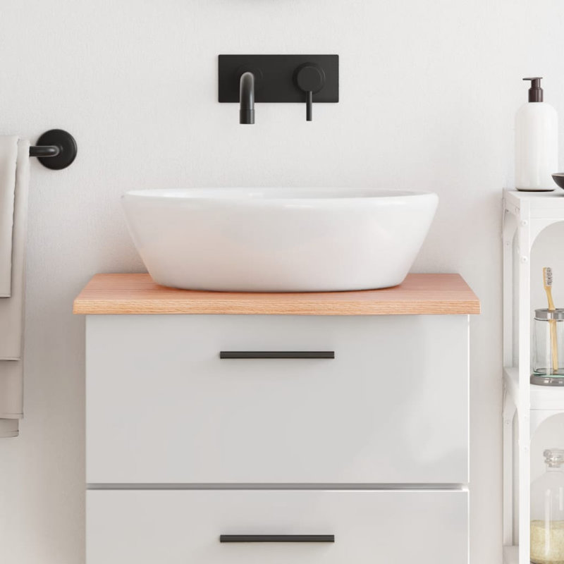 Buswell 60cm Solid Wood Single Bathroom Vanity Top, Light Brown