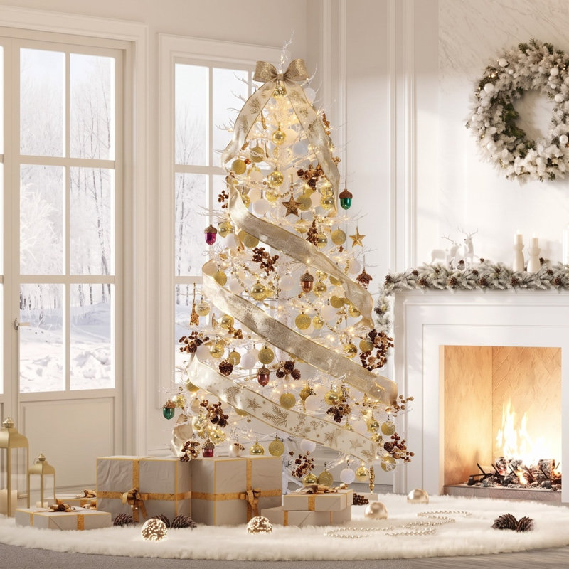 Sapin de Noël artificiel Reef de 1,8 m préilluminé avec lumières DEL et décorations