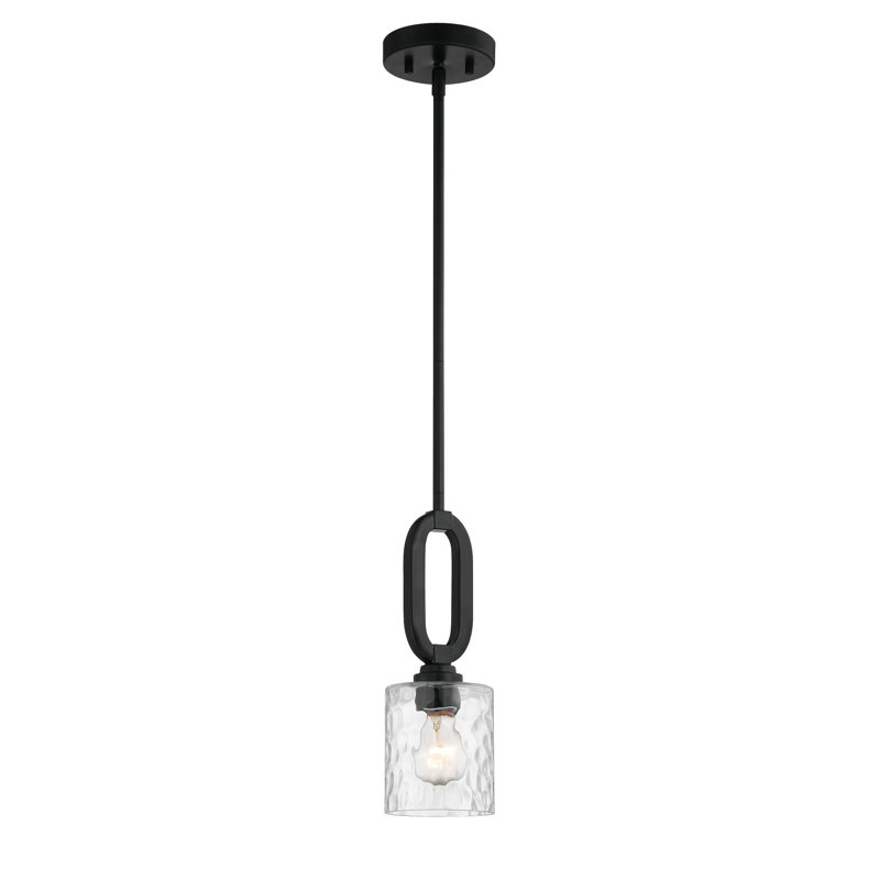 Luminaire suspendu cylindrique simple à 1 lumière Mafaz, Noir