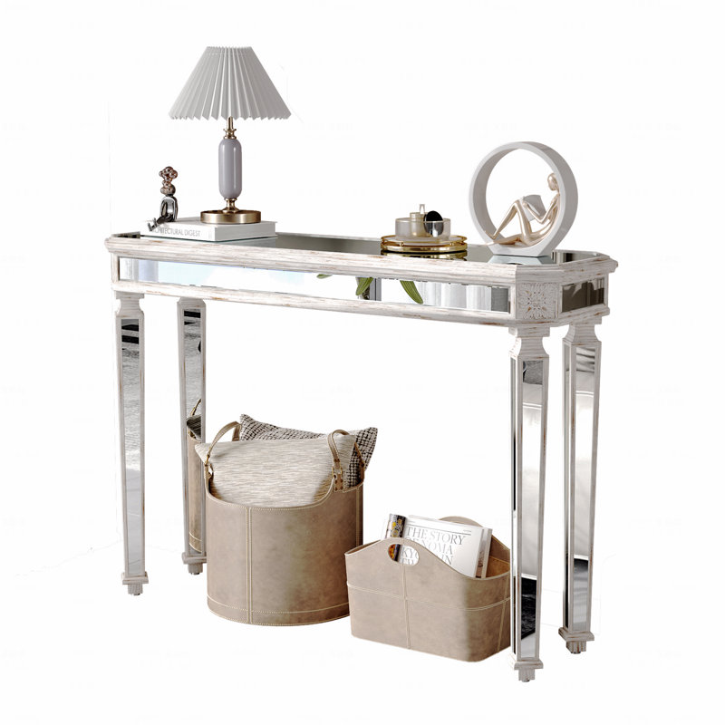 Framhouse 48" Mirrored Console Table, White
