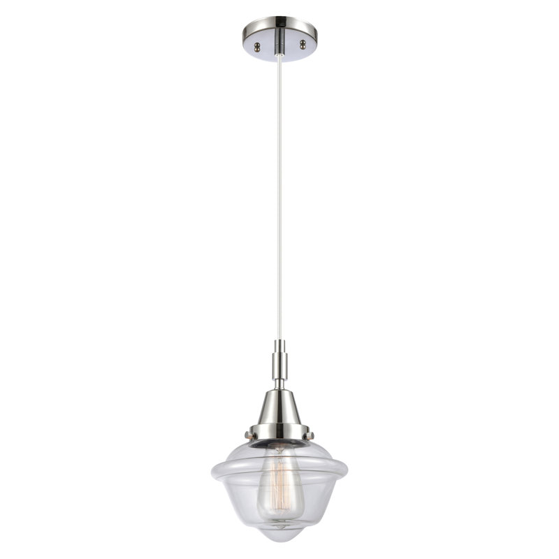 Downtown Urban - Caden Grourke - Mini-luminaire suspendu à cordon 1 lumière de 7 po - Finition chrome poli - Abat-jour transparent