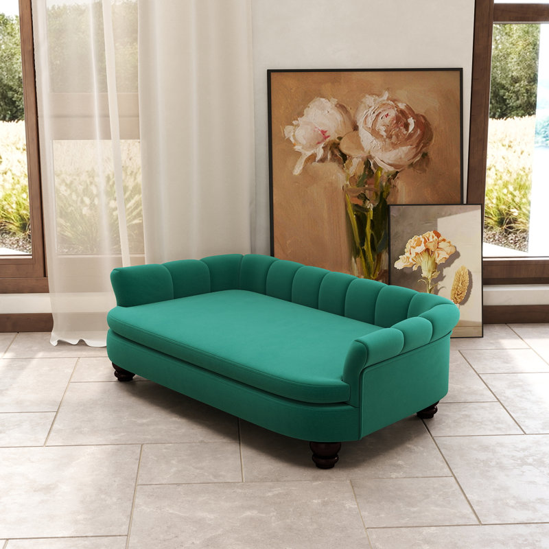 Lit tapissier pour animal de compagnie en velours, Vert