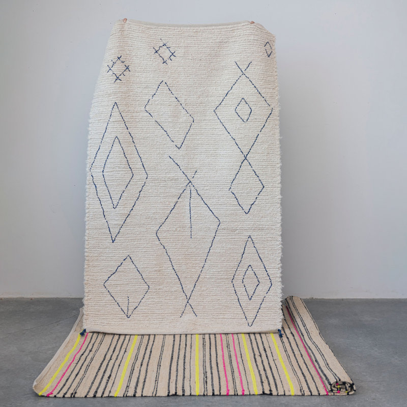 Tapis en coton tissé avec motif marocain Boho
