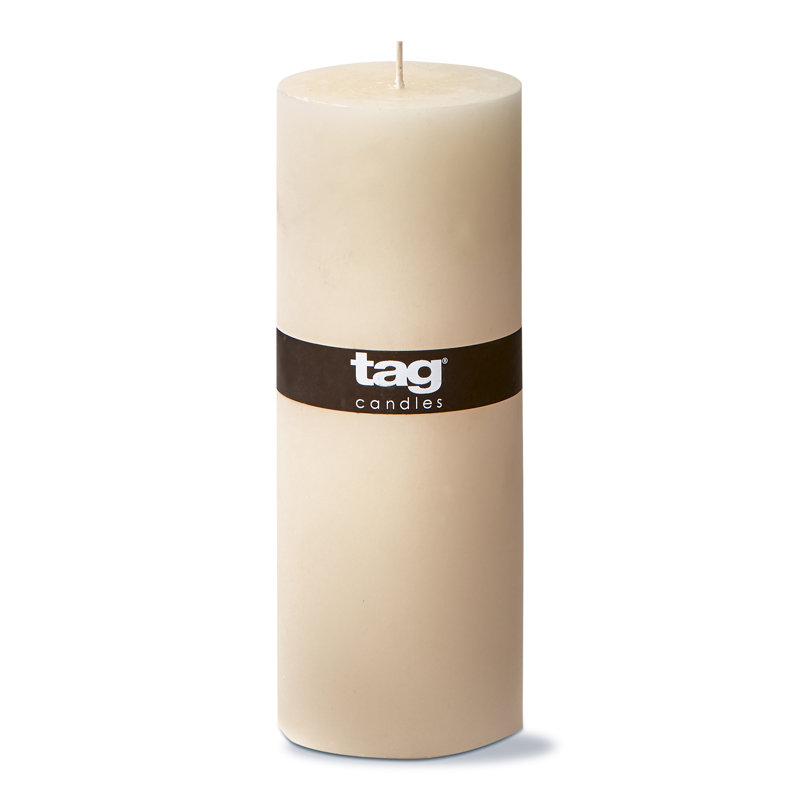Bougie cylindrique sans parfum, L 8 po x l 3 po, Ivoire ivoire, 1