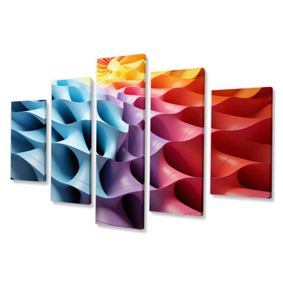 Opt Art Chromatic Delirium III - Modern Wall Decor - 5 Panels